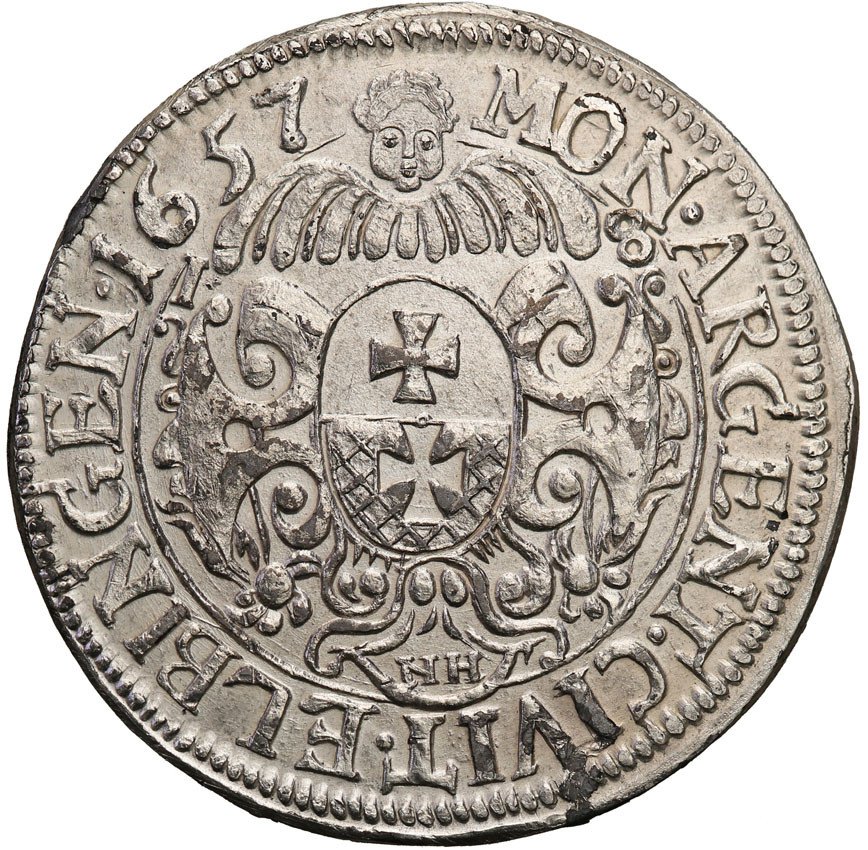 Jan II Kazimierz. Ort (18 groszy) 1657, okupacja szwedzka, Elbląg NGC MS62 (MAX)